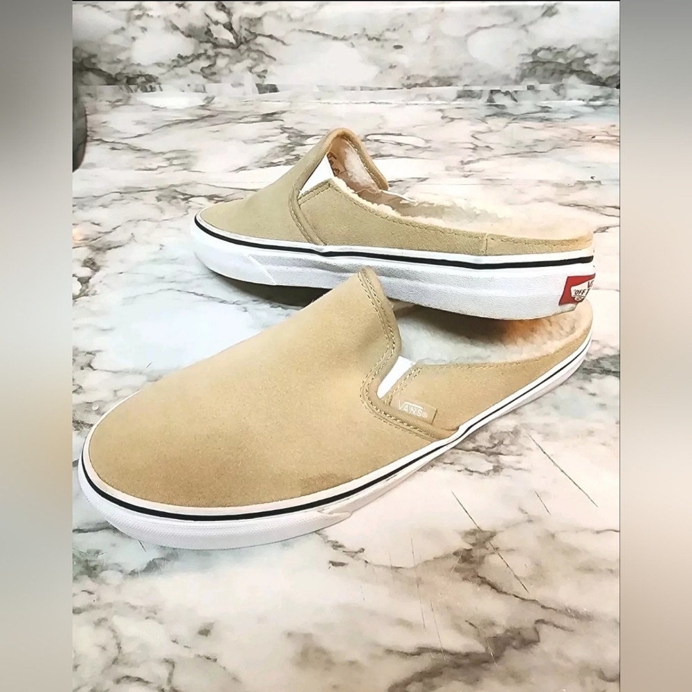Vans Asher Sherpa Lined Mule Slip On Tan Shoes Women's Size 9.5